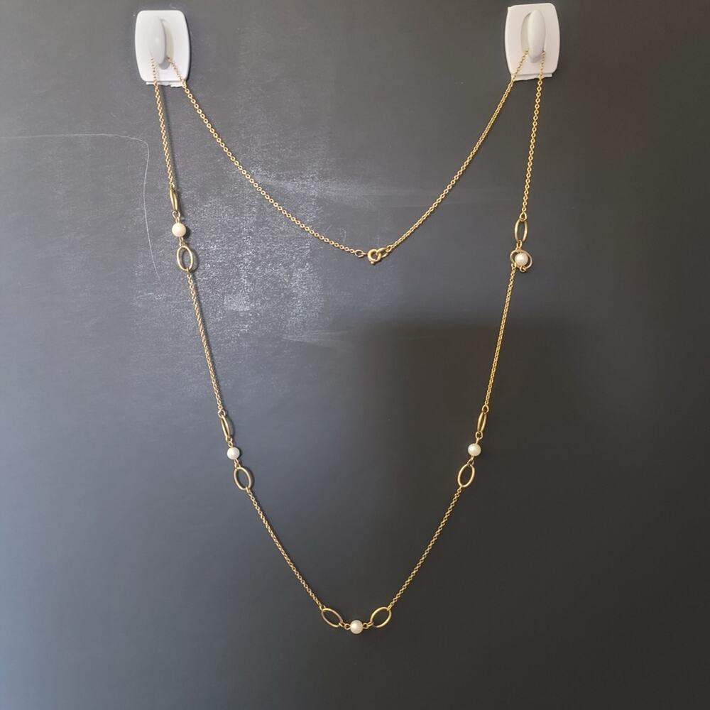 Winard 12K Gold Filled Faux Pearl Necklace Vintage Jewelry 29 In